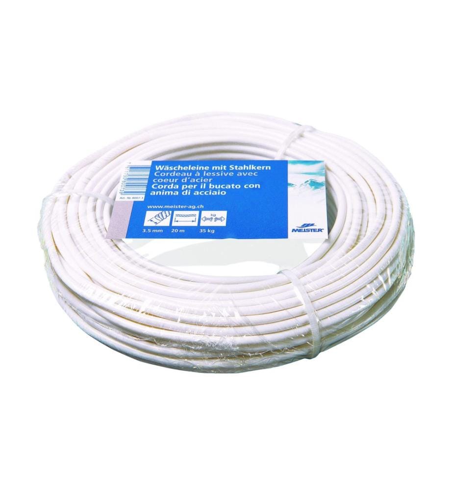 Meister - Corde à linge mit Stahlkern, Ø 3.5 mm, 20 m, Blanc