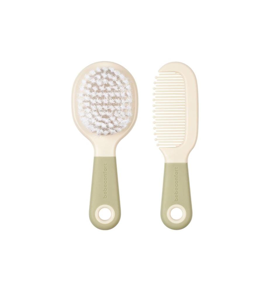Bebeconfort Baby Comb and Brush with Mirror, Green