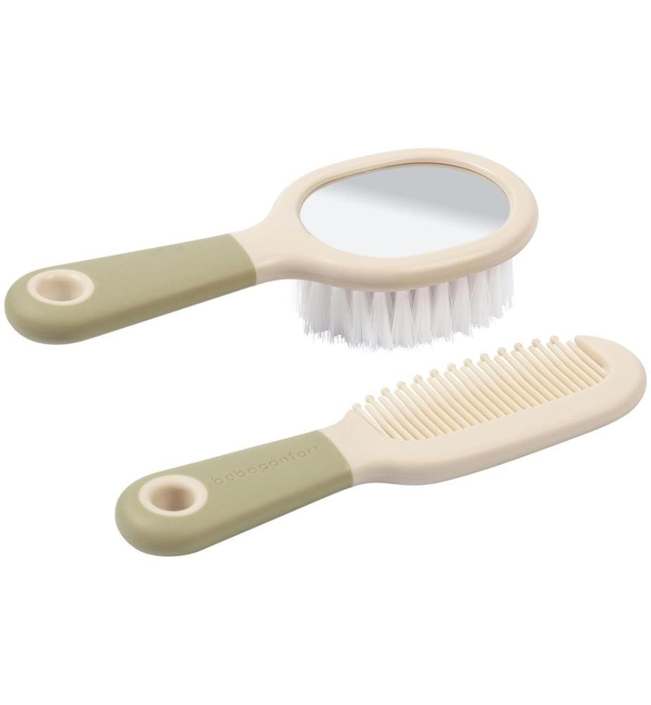 Bebeconfort Baby Comb and Brush with Mirror, Green