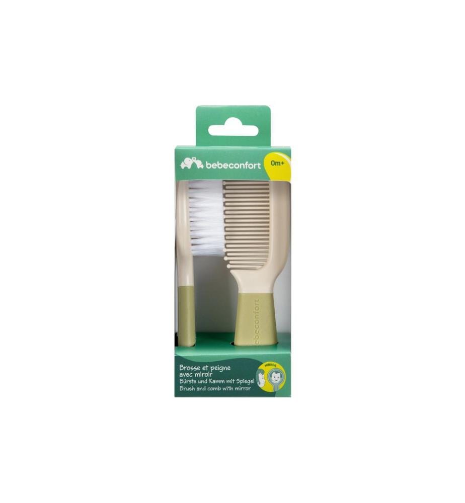 Bebeconfort Baby Comb and Brush with Mirror, Green