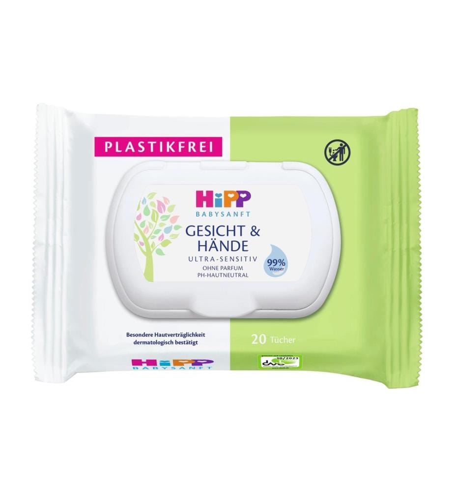 HIPP Lingettes pour bébé Douces pour le visage et les mains 1x 20 pcs.