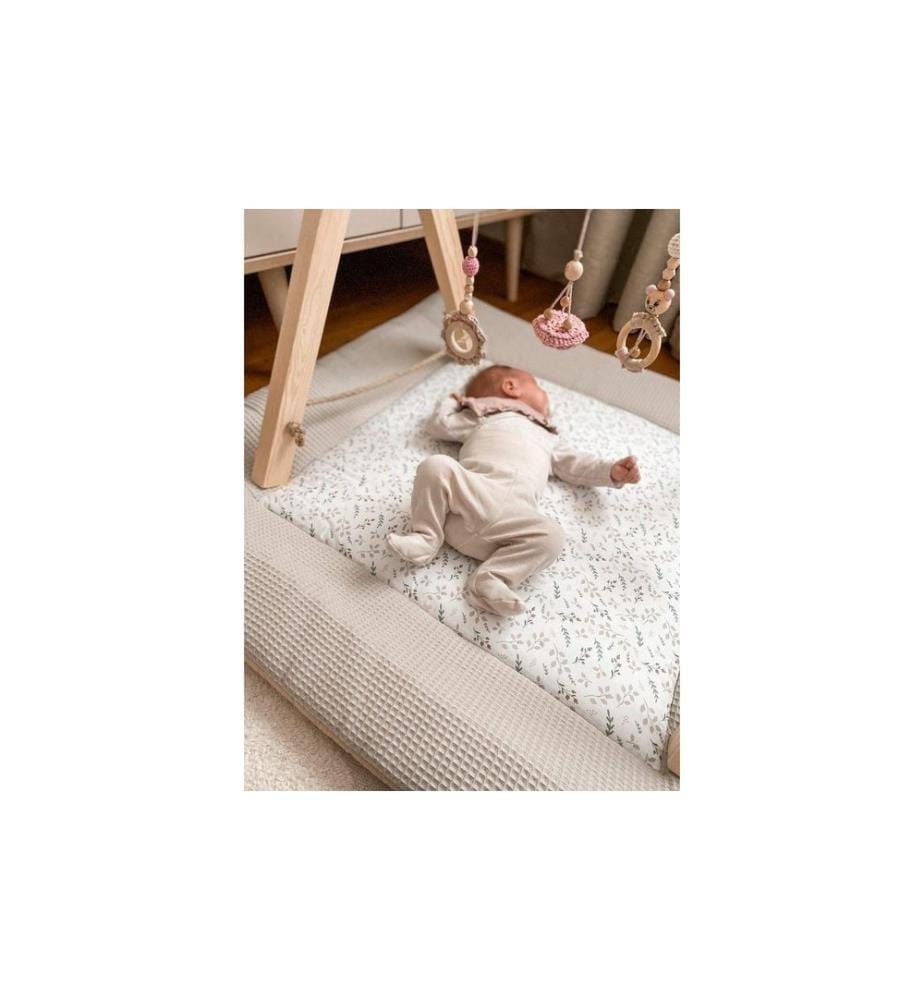 Ullenboom Krabbeldecke Waffel Floral Sand 120 x 120 cm