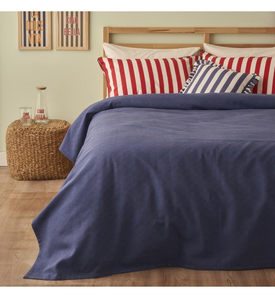 Double Line quilted set 200x220 cm - Navy blue