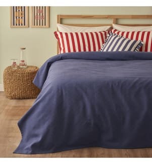 Set piqué double Line 200x220 cm - Bleu marine