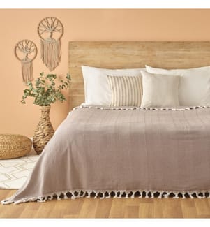 Couvre-lit double Nina 200x230 cm - Marron