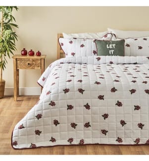 Set couvre-lit double matelassé multi-usages Jolly New Year 240x220 cm - Rouge et blanc