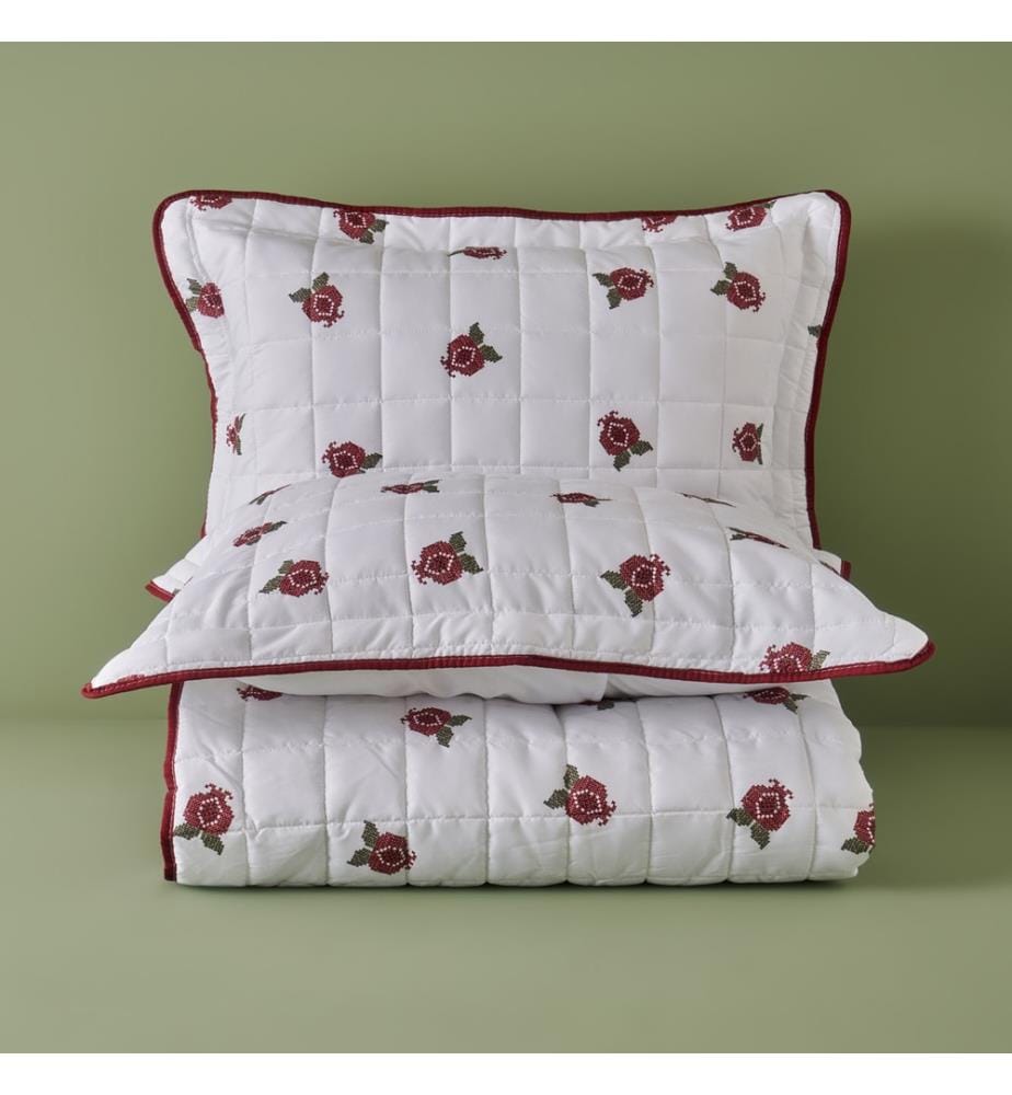 Set couvre-lit double matelassé multi-usages Jolly New Year 240x220 cm - Rouge et blanc