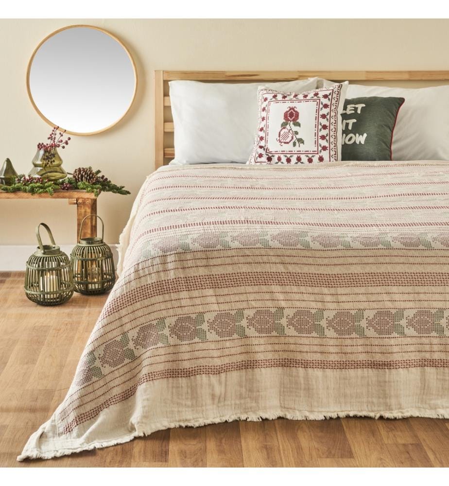 Jacquard-Doppelbettüberwurf Jolly 100% Baumwolle 220x240 cm - Mehrfarbig