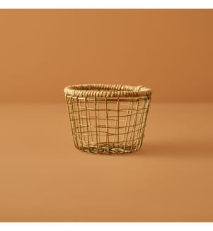 Panier rond en fougère 13,5x8 cm - Naturel