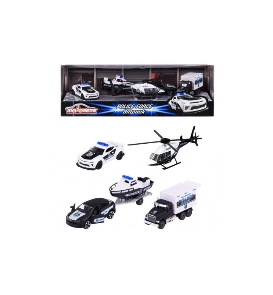 MAJORETTE - Véhicules de police – Coffret cadeau avec 4 voitures-jouets