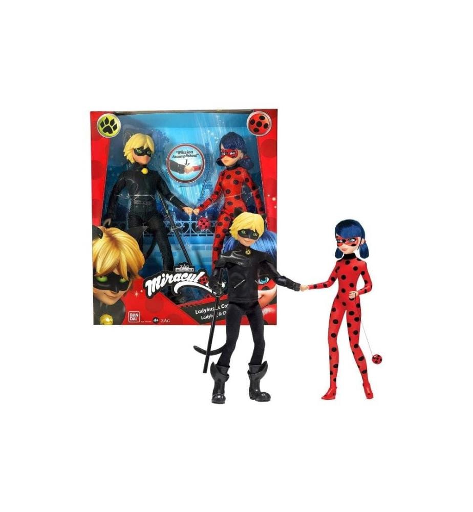 BANDAI - Poupée Miraculous – Ladybug & Cat Noir 26 cm