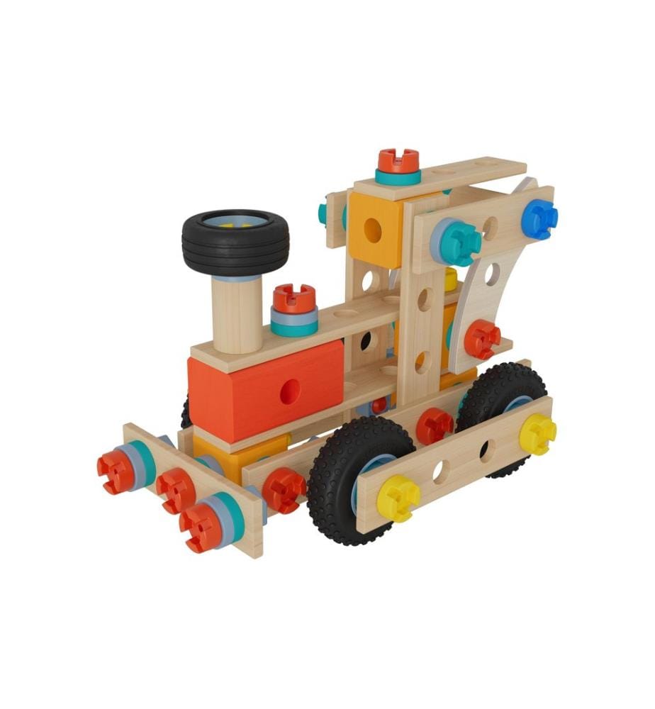 Eichhorn Bausteinmodell Lokomotive Holz, 93-teilig