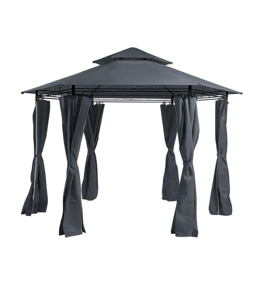 Pavillon PORTEL Metall 350 cm 350 cm Graphitgrau