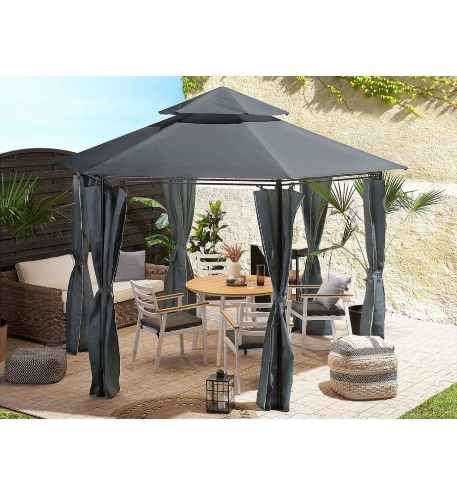 Pavillon PORTEL Metall 350 cm 350 cm Graphitgrau
