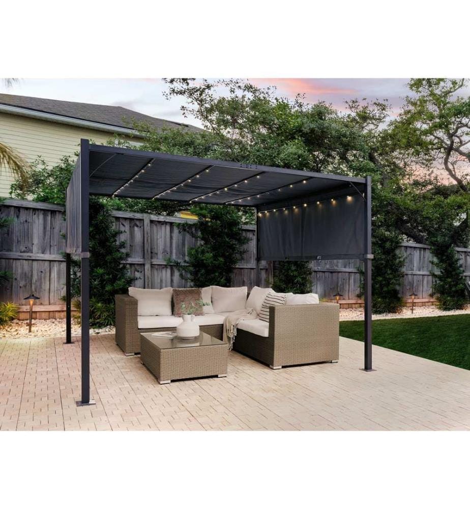 Pavillon LED PARGA Metall 310 cm 310 cm Dunkelgrau