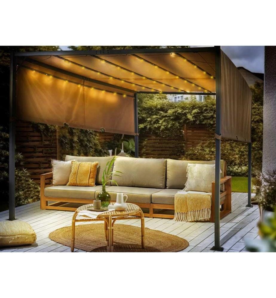 Pavillon LED PARGA Metall 310 cm 310 cm Braun