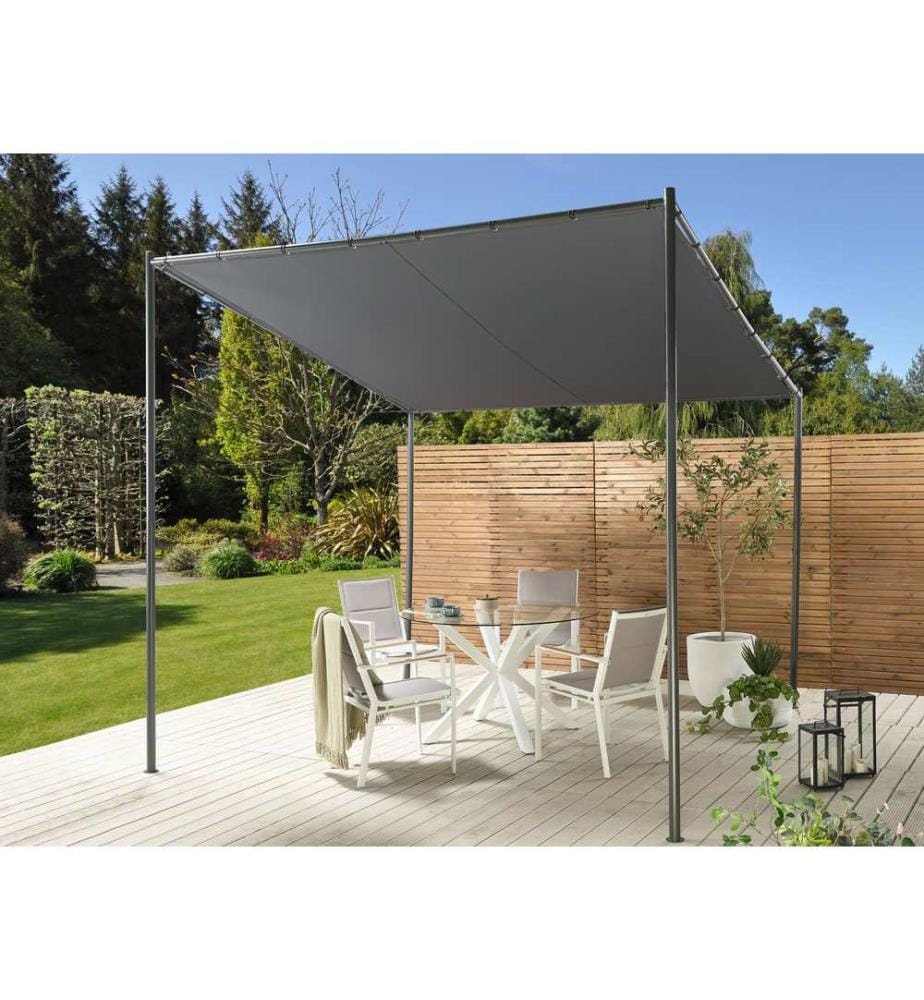 Pavillon VIMINO Metall 282 cm 294 cm Dunkelgrau