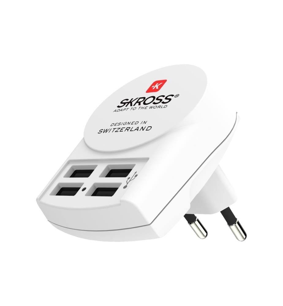 SKROSS - USB-Wandladegerät Euro, 4 x USB-A, 24 W, Weiss