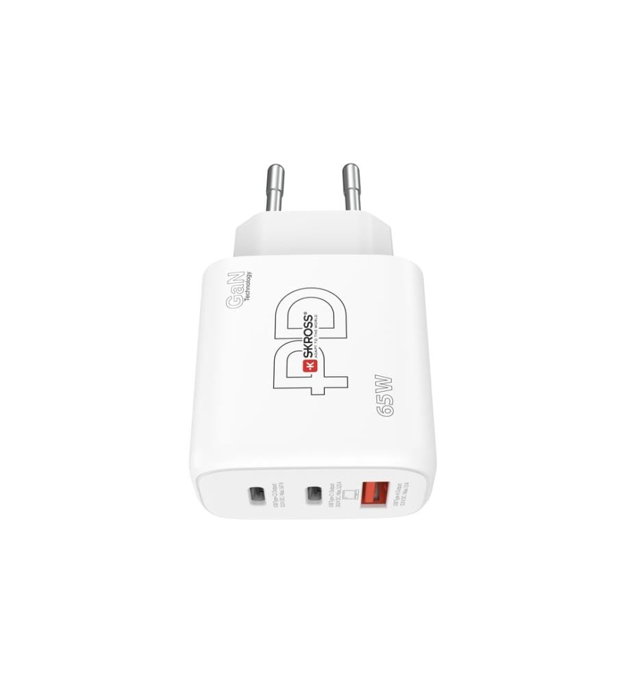 SKROSS - USB-Wandladegerät GaN EU, 2x USB-C, 1x USB-A, 65 W, Weiss