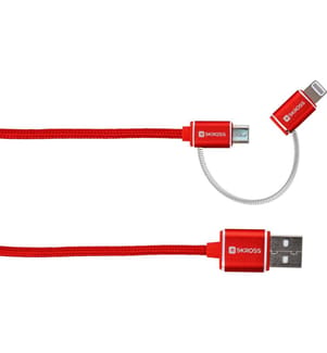 SKROSS - USB 2.0-Metallkabel USB A - Micro-USB B/Lightning 1 m