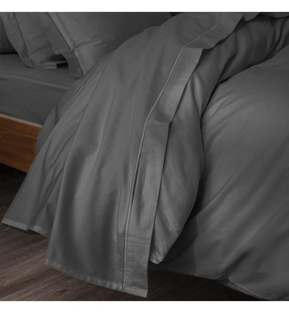 Perkal-Flachbettlaken 180 x 290 cm - Schiefer