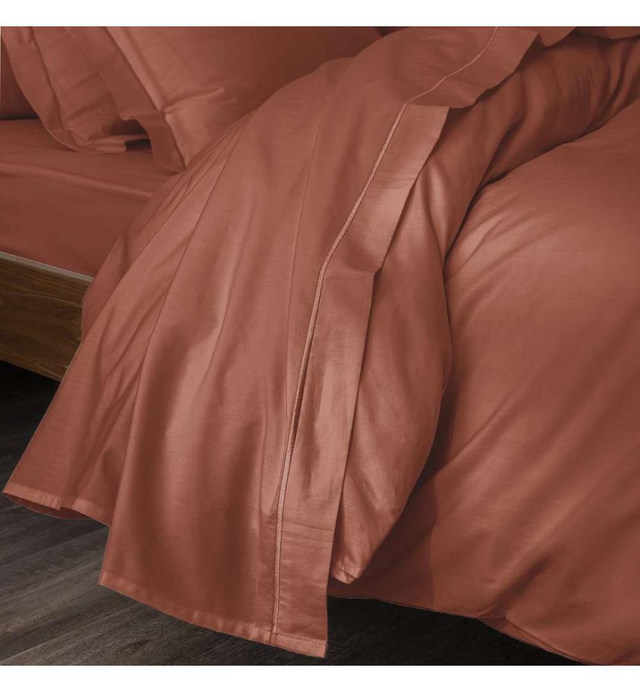 Perkal-Flachbettlaken 180 x 290 cm - Terracotta