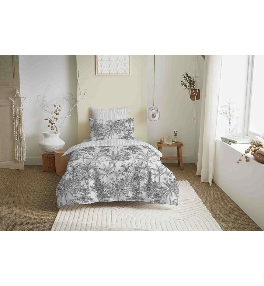 Bettdeckenbezug 140 x 200 cm und Spannbettlaken 90 x 190 cm - Adama Perle