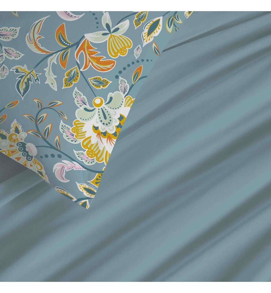 Bettdeckenbezug 140 x 200 cm und Spannbettlaken 90 x 190 cm - Bergamotte Türkis