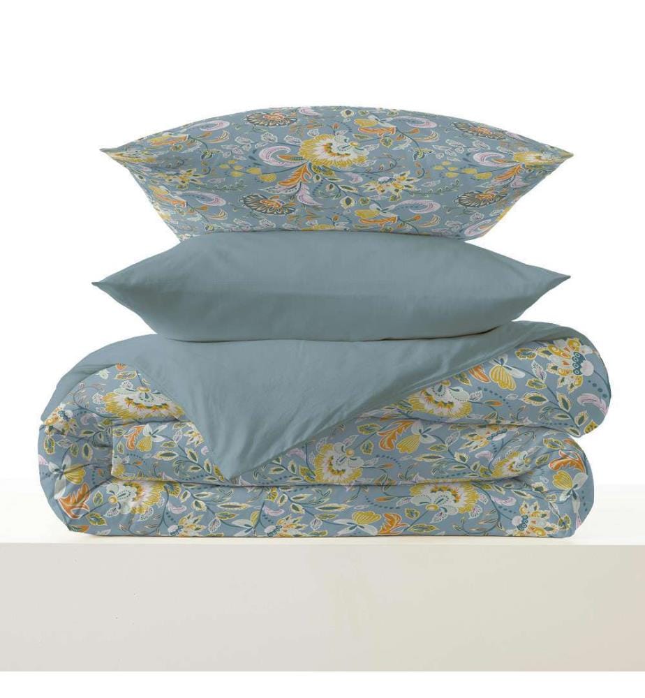 Bettdeckenbezug 140 x 200 cm und Spannbettlaken 90 x 190 cm - Bergamotte Türkis