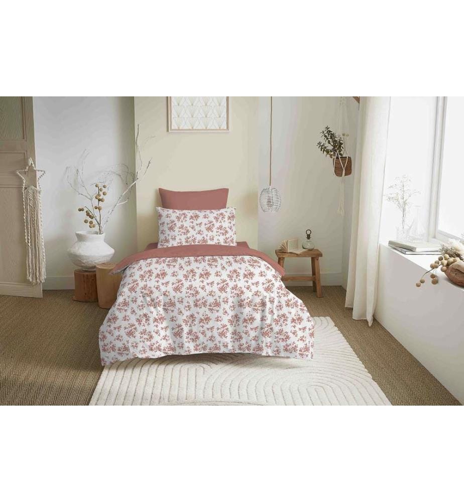 Bettdeckenbezug 140 x 200 cm und Spannbettlaken 90 x 190 cm - Eloise Apricot