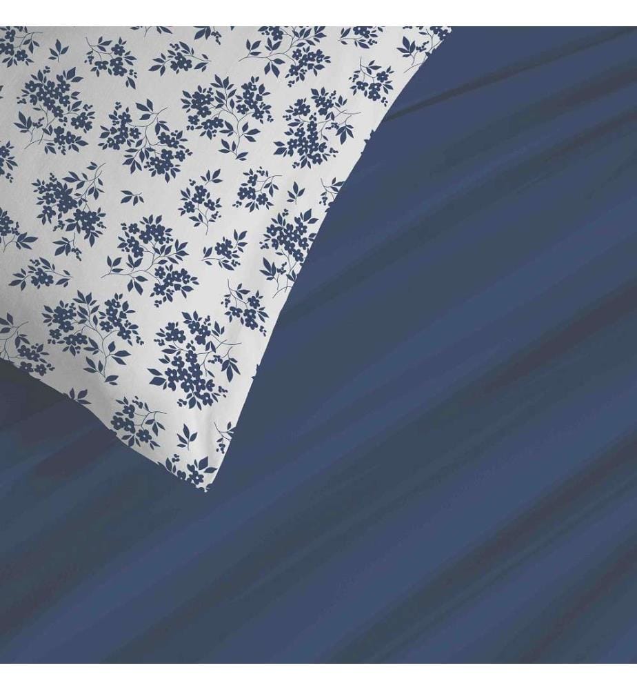 Bettdeckenbezug 140 x 200 cm und Spannbettlaken 90 x 190 cm - Eloise Blau