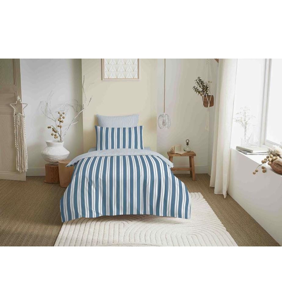 Bettdeckenbezug 140 x 200 cm und Spannbettlaken 90 x 190 cm - Florence Denim