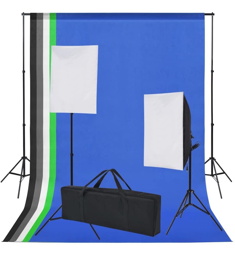 Fotostudio-Set 5 farbige Hintergründe & 2 Softboxen