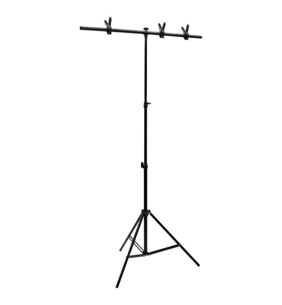 Hintergrundständer T-Form Schwarz 91x60x(70-200) cm