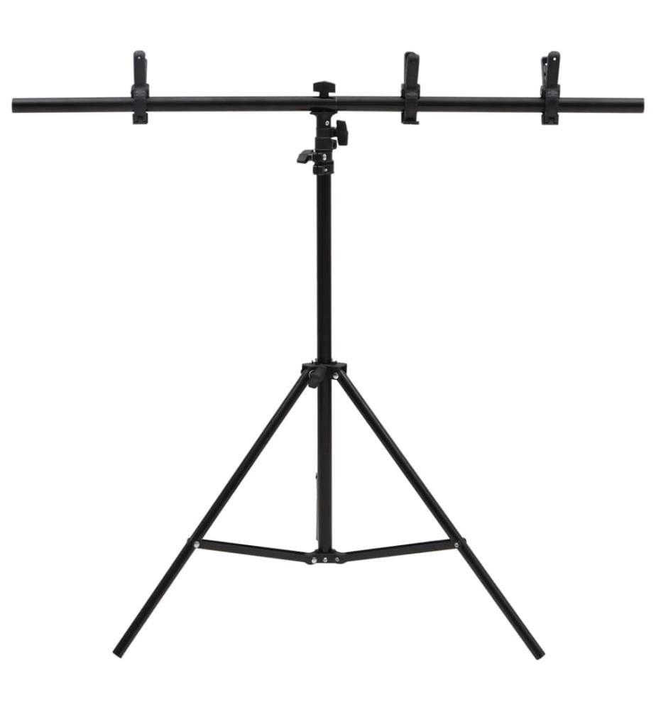 Hintergrundständer T-Form Schwarz 91x60x(70-200) cm