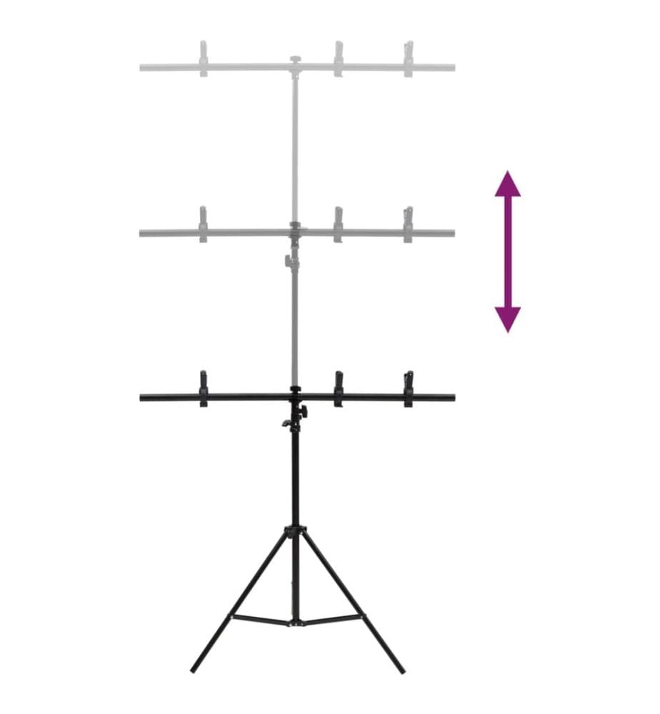 Hintergrundständer T-Form Schwarz 91x60x(70-200) cm