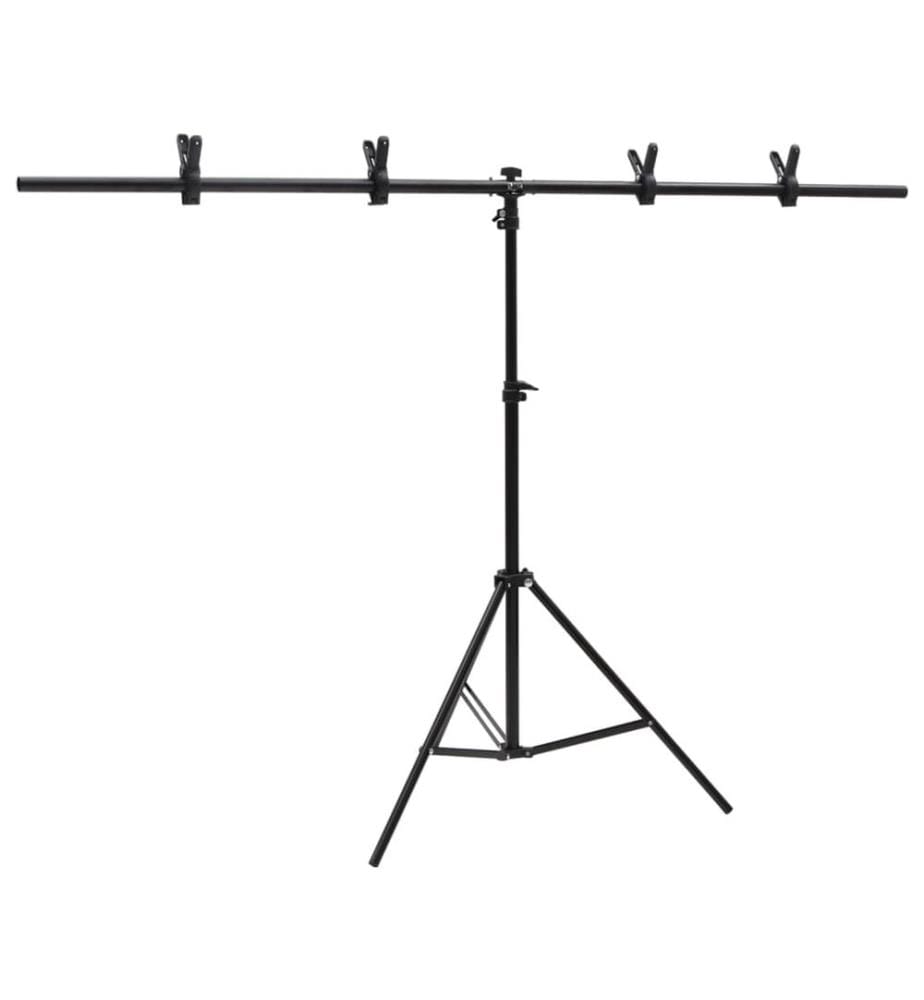 Hintergrundständer T-Form Schwarz 151x60x(70-200) cm