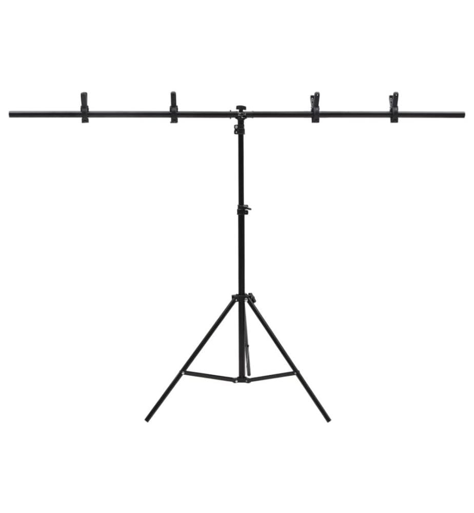 Hintergrundständer T-Form Schwarz 151x60x(70-200) cm