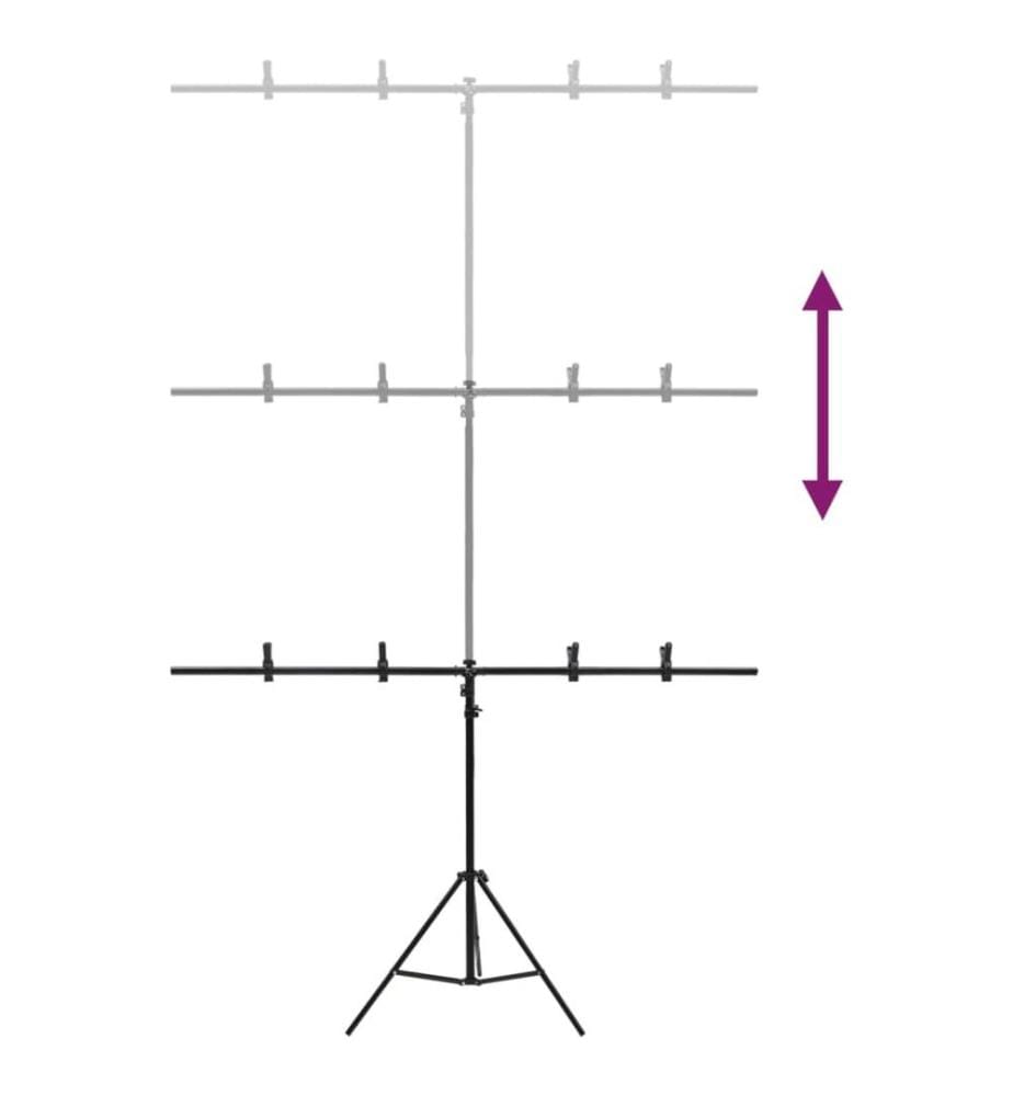 Hintergrundständer T-Form Schwarz 151x60x(70-200) cm