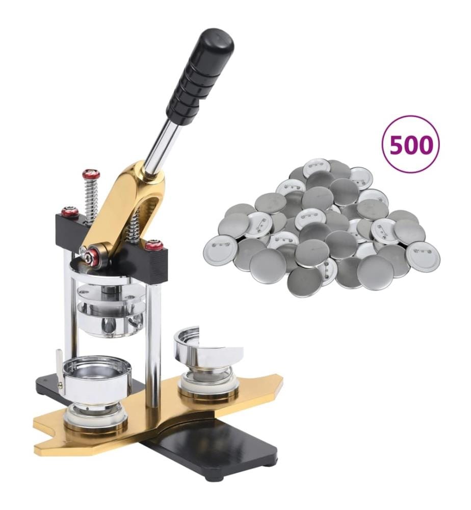 Buttonmaschine mit 500 Button-Teilen 58 mm Drehstanze
