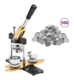 Buttonmaschine mit 500 Button-Teilen 58 mm Drehstanze