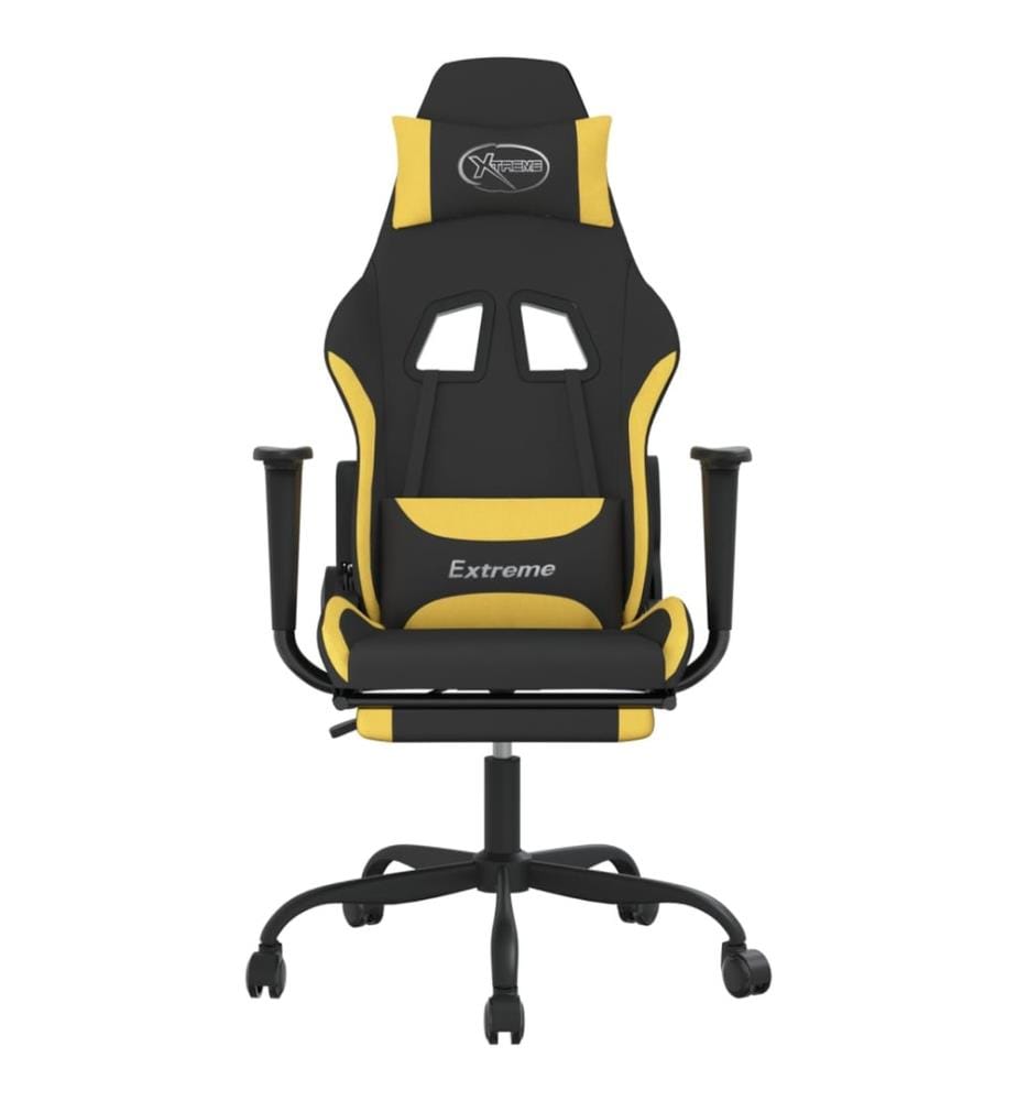 Chaise de jeu avec repose-pied Noir et jaune Tissu