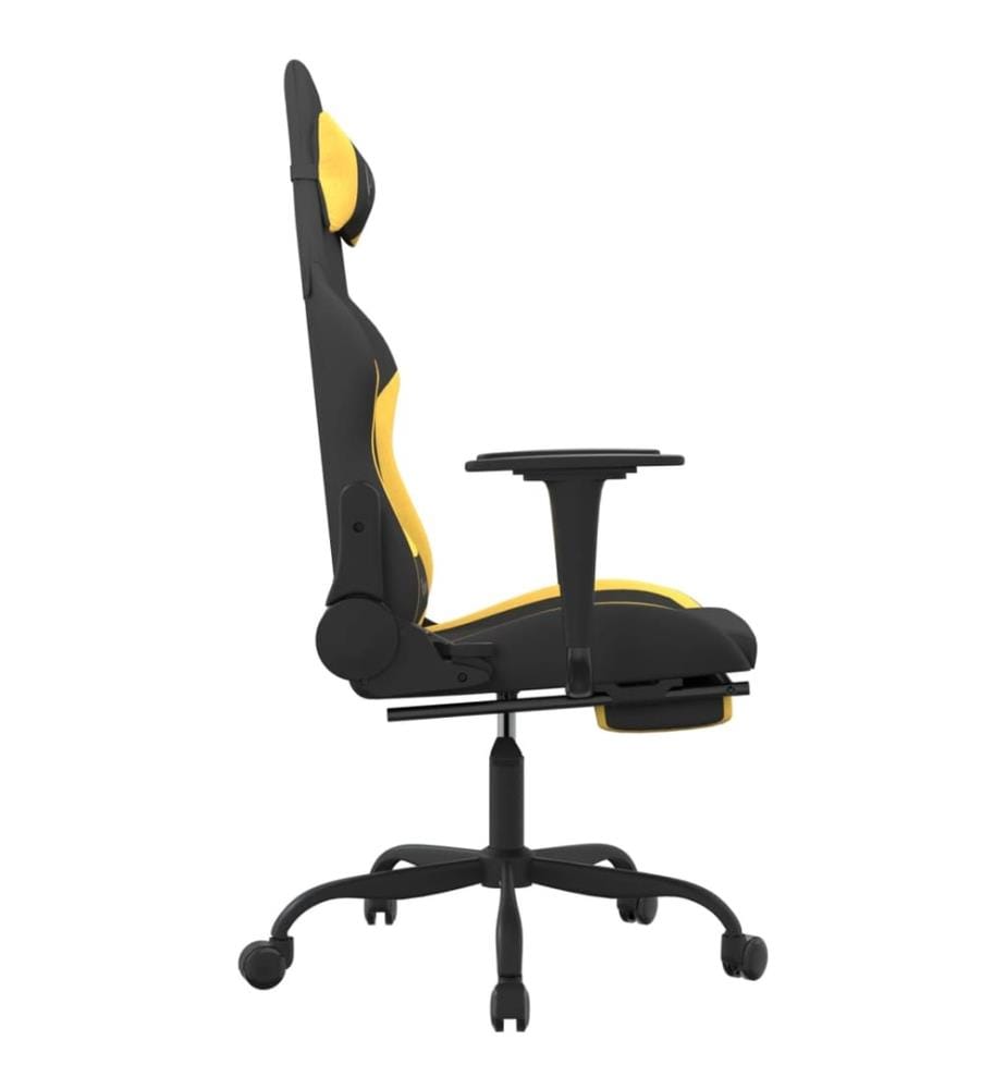 Chaise de jeu avec repose-pied Noir et jaune Tissu