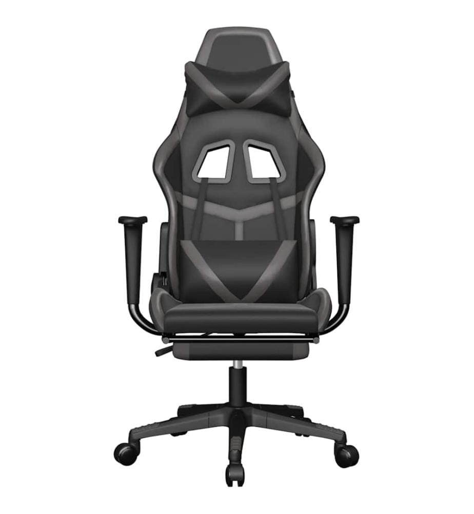 Chaise de jeu de massage avec repose-pied Noir&Gris Similicuir