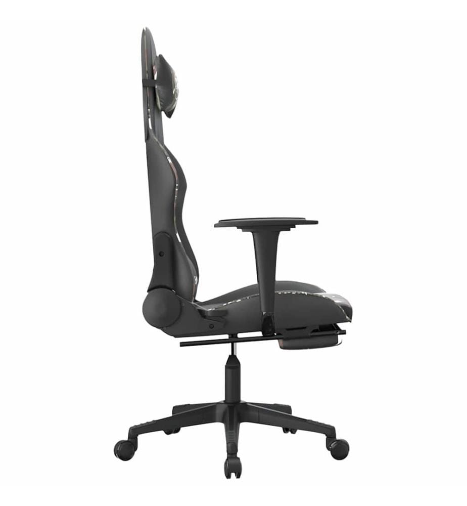 Chaise de jeu de massage repose-pied Noir camouflage Similicuir