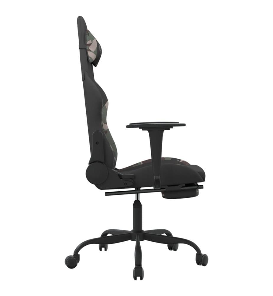 Chaise de jeu de massage repose-pied Noir et camouflage Tissu