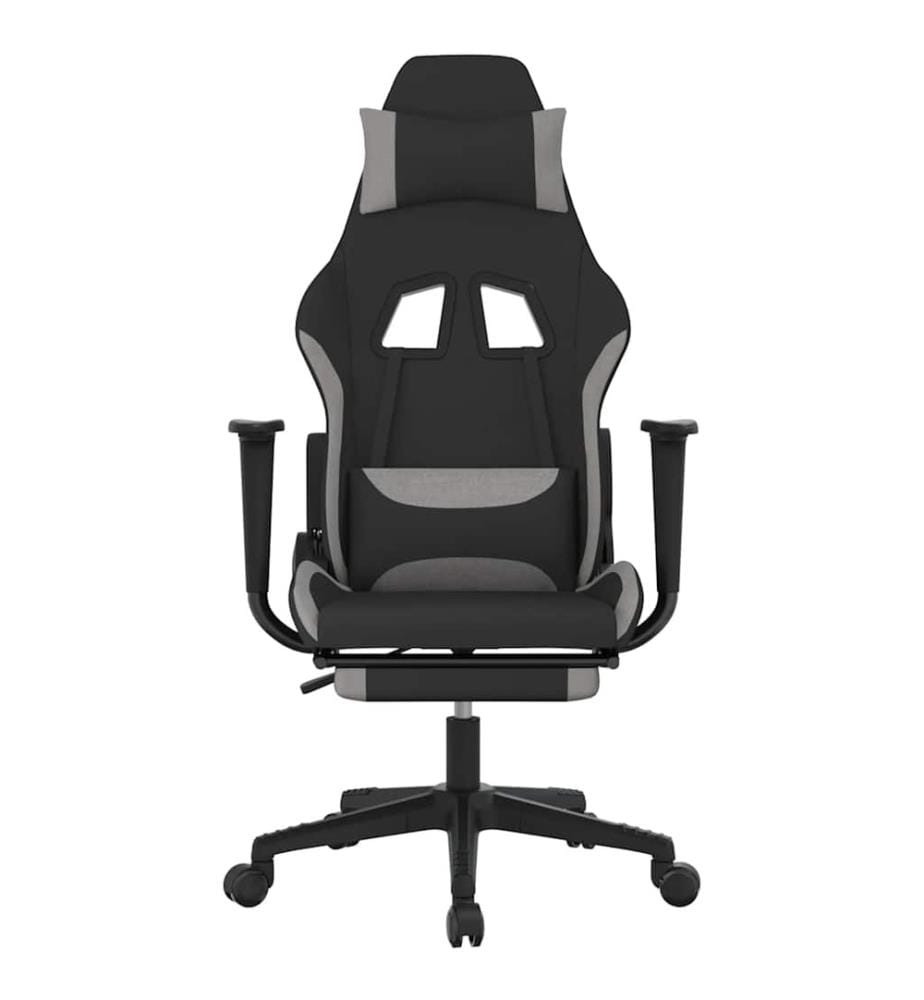 Chaise de jeu de massage repose-pied Noir et gris clair Tissu
