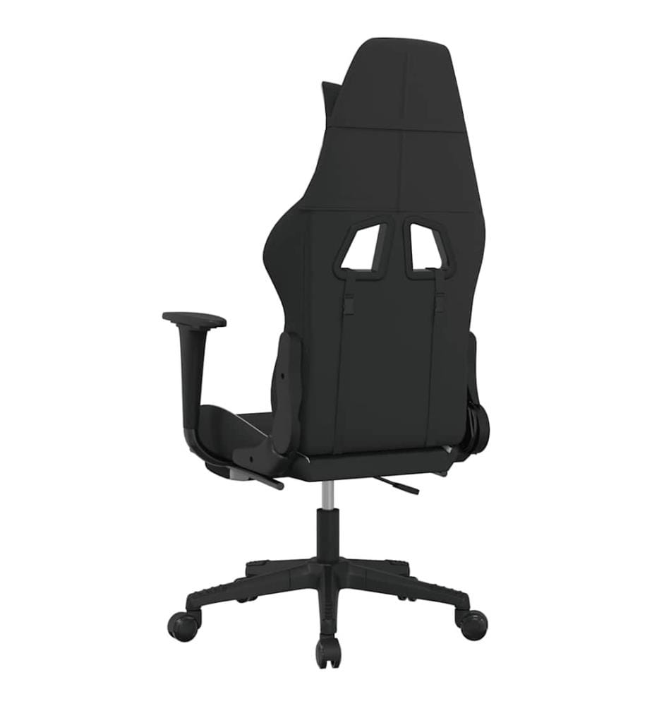 Chaise de jeu de massage avec repose-pied Noir et blanc Tissu