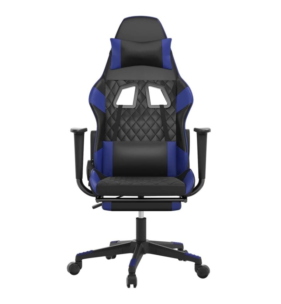 Chaise de jeu de massage et repose-pied Noir et bleu Similicuir