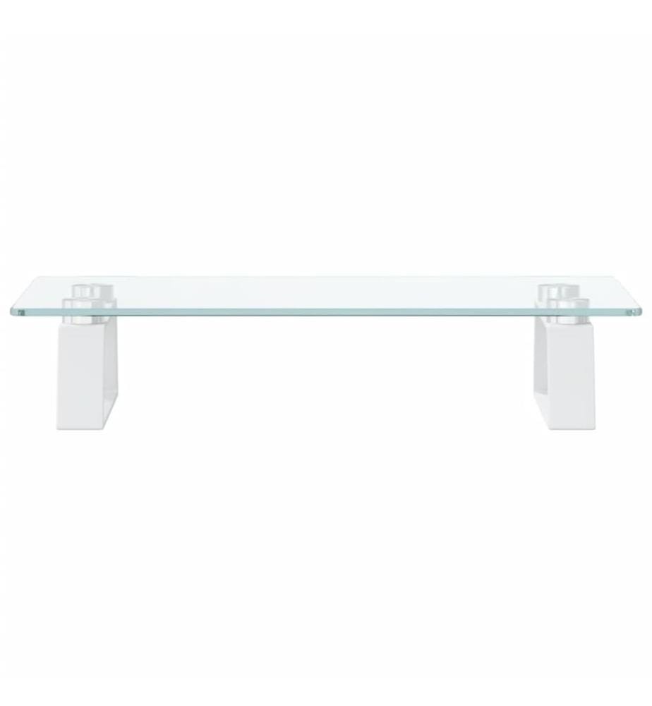 Support de moniteur blanc 40x20x8 cm verre trempé et métal